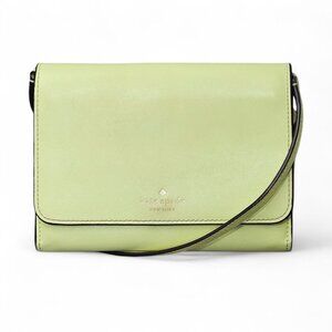 Kate Spade Staci Flap Saffiano Leather Lime Green Crossbody Shoulder Bag COA